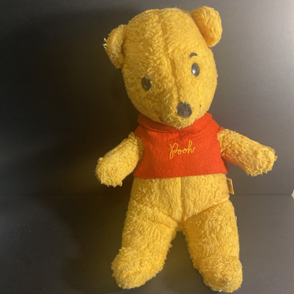 Vintage 1960s Winnie The Pooh Plush Bear J Swedlin Gund Disney 15" Red Smile